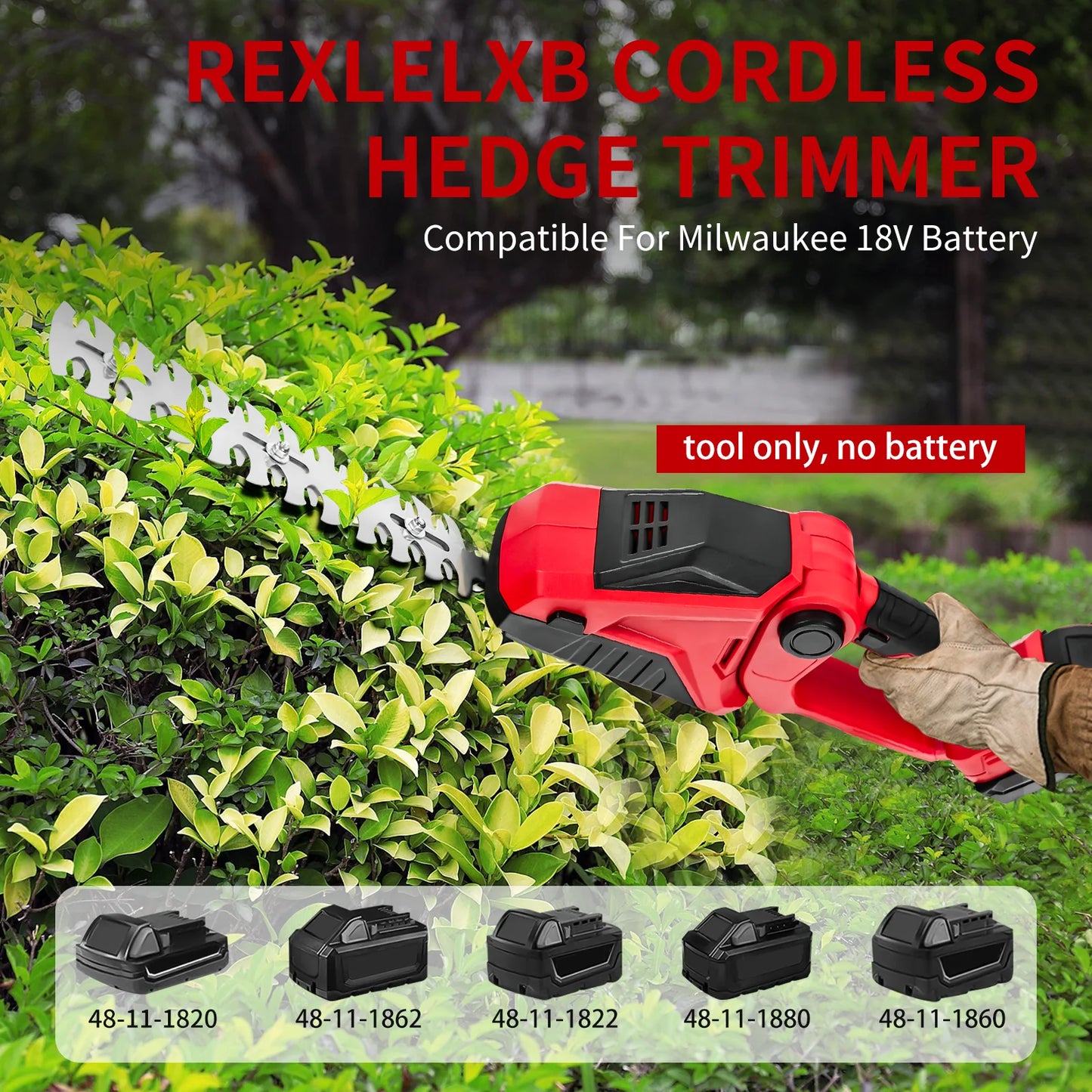 2 IN 1 Hedge Trimmer Cordless For Milwaukee 18V Battery Electric Grass Shears Handheld Shrub Trimmer Bush Trimmer (No Battery)