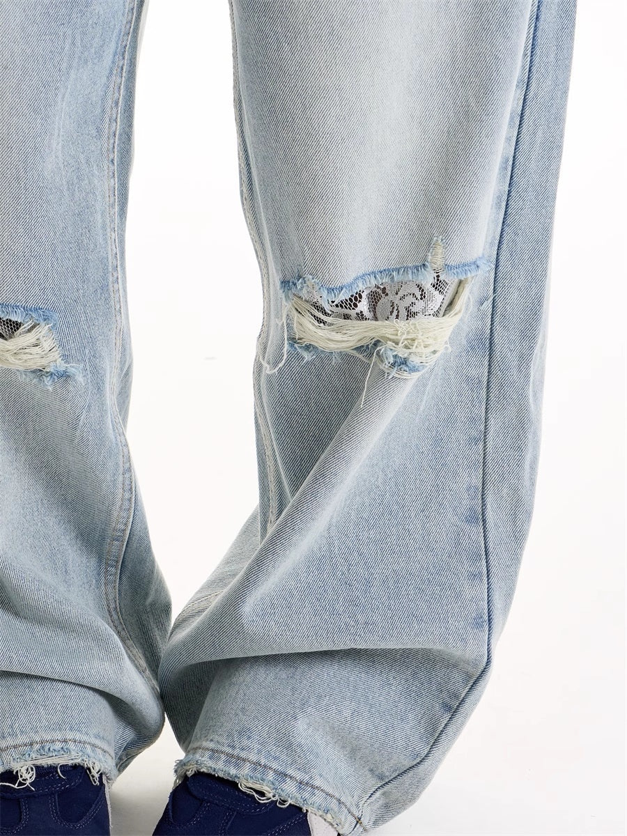 American Retro Hot Girl Style Ripped Design Jeans