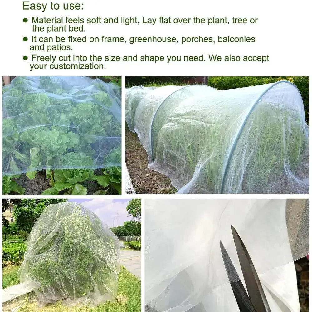 8FT x 100FT Fine Mesh Garden Netting Insects Birds Plant Protection Barrier Covering Greenhouse Fruit