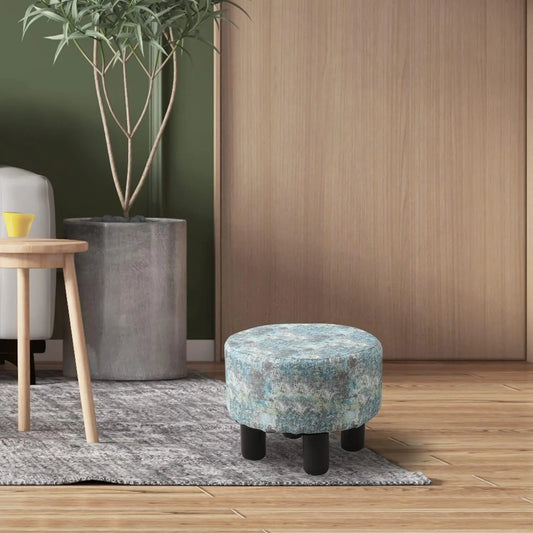 Cpintltr Foot Stool Linen Ottoman Round Footstool For Couch Desk Soft Step Stool Padded Foot Rest With Non-Skid Pine Legs