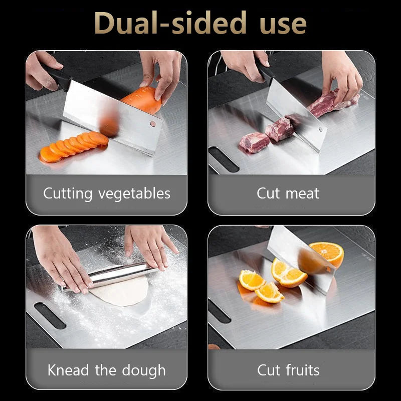 316 Stainless Steel Panel and Chopping Board Kitchen Household Thickened Double Sided Cutting Board Block Kneading Dough Board