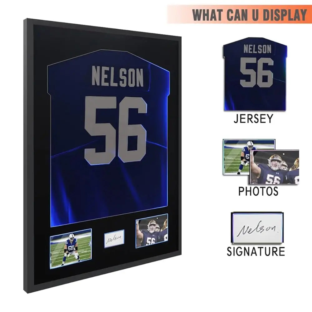 32""X24"" Jersey Frame Display Case Wooden Wall Mounted Shadow Box For Baseball Basketball Football Soccer Hockey Sport Shirt,