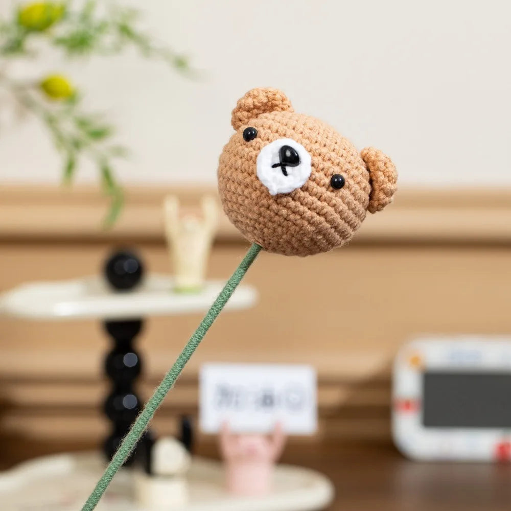Doctoral Hats Graduation Knitted Flower Artificial Woven Hand Woven Yarn Crochet Flower Bouquet Fake DIY Knitted Flower