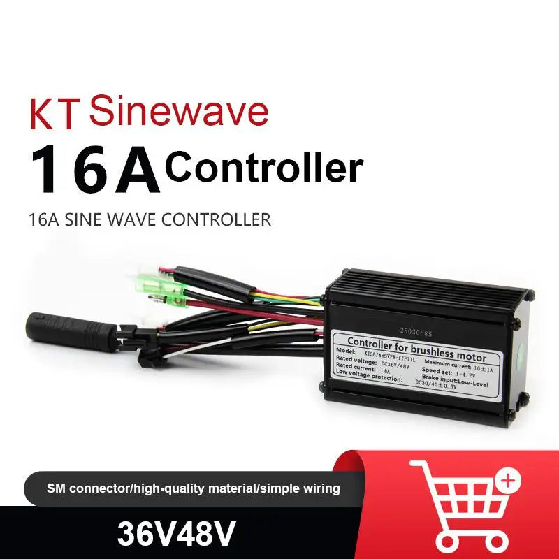 E-bike Controller 36V/48V Bike KT-16A SineWave Controller with Lamp Wire For 350W Motor,Bicycle Retrofit  Accessories