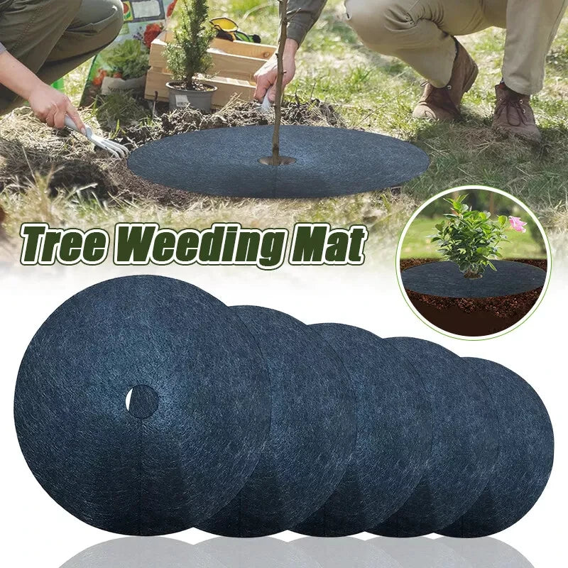 10PCS Non-Woven Tree Mulch Ring Weeding Barrier Protector Mat Plant Cover Anti Grass, Gardening Fabric Weed Control outdoor