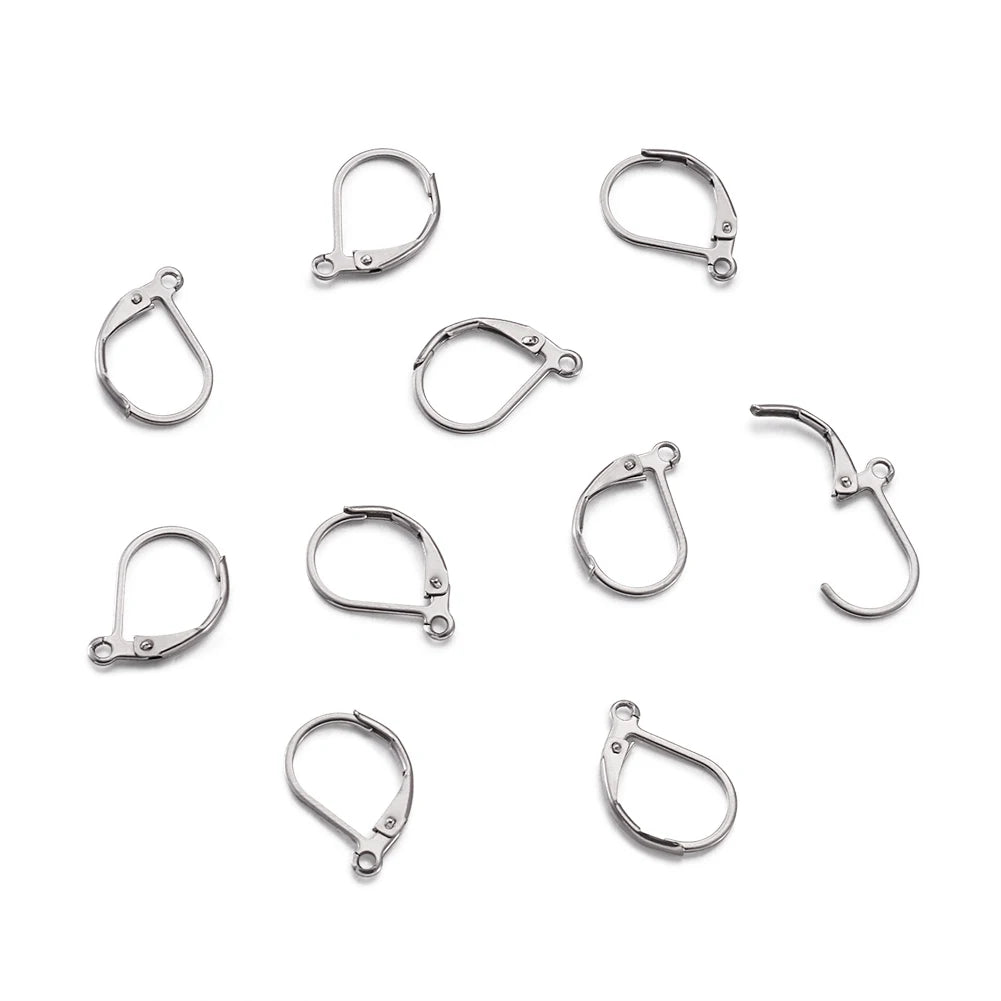 100pcs 304 Stainless Steel Earring Hooks French Leverback Earring Findings with Loop for Hoops Earrings DIY Jewelry Making