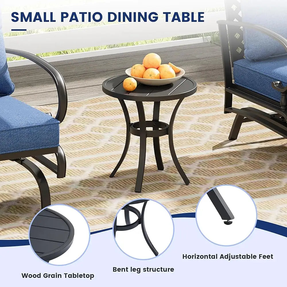5 Pieces Patio Furniture Set With Small Round Table, Metal Outdoor Conversation Set Of 2 Swivel Sofa Chairs With Ottomans For