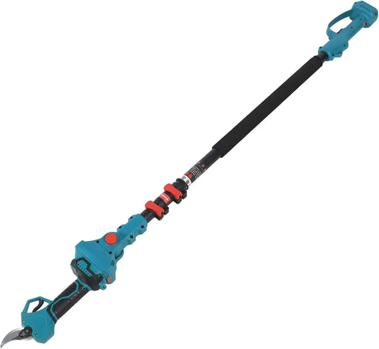 Electric Pruning Shear, Rechargeable Tree Branch Pruner with Extension Pole 180 Degree Adjustable Head Pole Pruning Shear Cordle