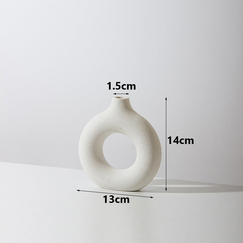 Donut Plain Burned Ceramic Vase Ins Wind
