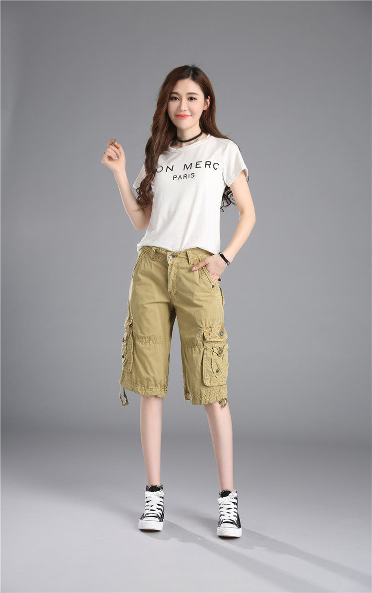 Casual Pants Loose Overknee Cropped Pants Multicolor Plus Size