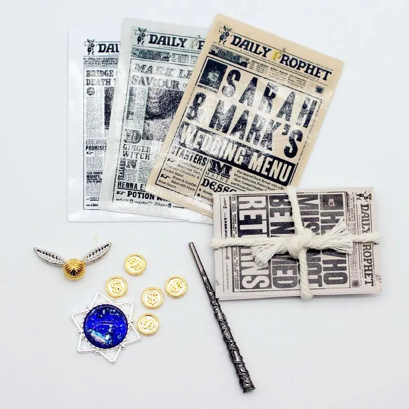 Dollhouse Prophet Newspaper Wand Flying Thief Retro Halloween Scene Simulation Miniature Prop Model Accessories Toy Supplies