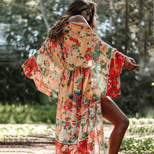 Chiffon Width Beach Jacket Sun Protection Cardigan Bikini Swimsuit Blouse