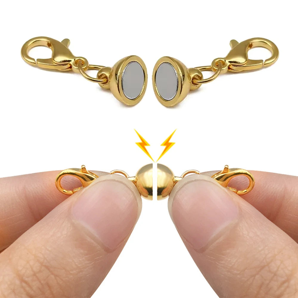 10 Pairs Necklace Magnet Connector Gold Siver Cylindrical Magnetic Clasp Connectors For Jewelry Making Necklace Bracelet