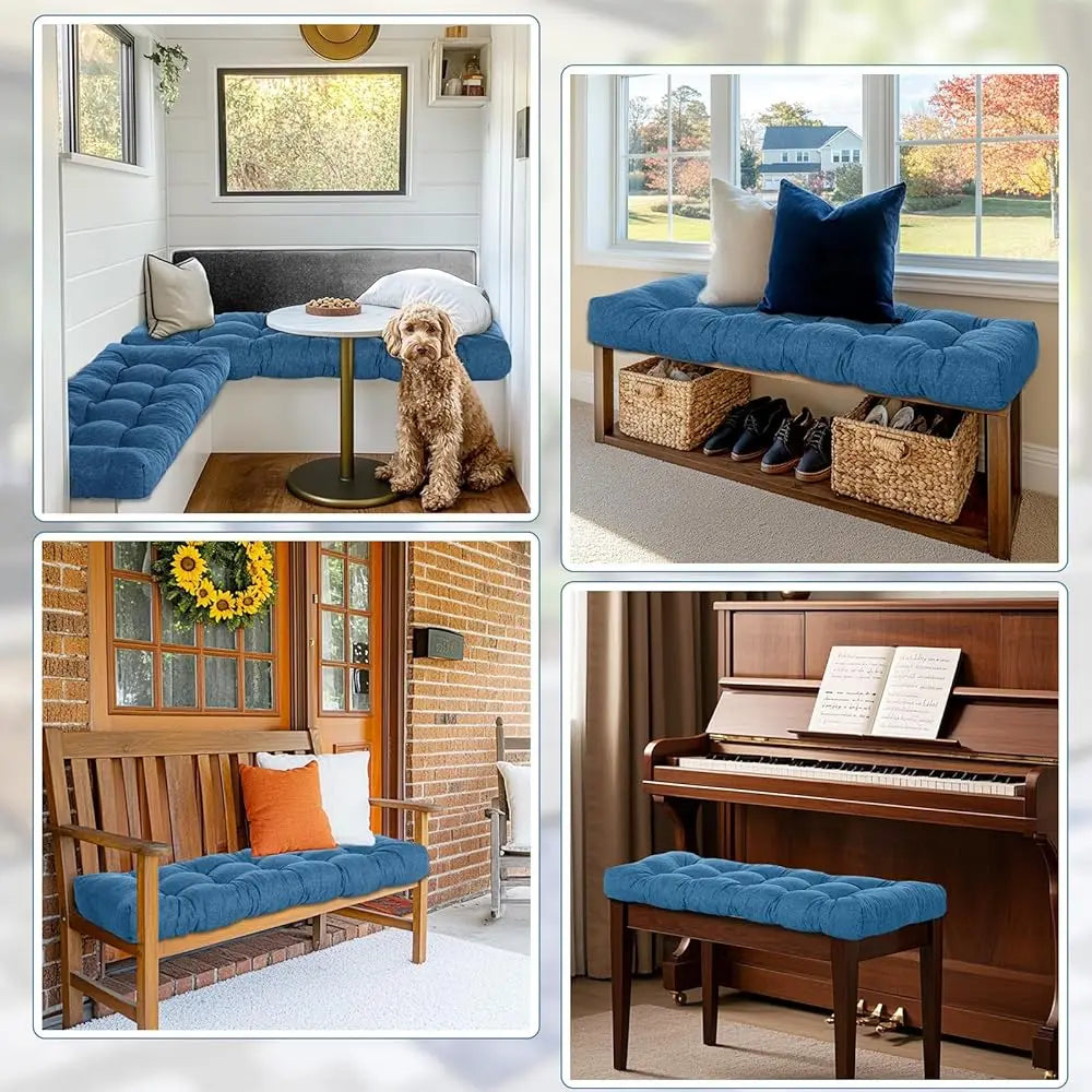 2 Pa Outdoor Patio Bench Cushions For Porch Swing Memory Foam Waterproof, Indoor Furniture Window Seat Bench Cushion Thicken