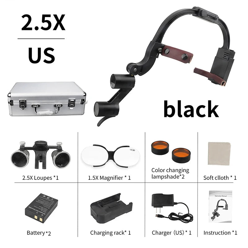 Dental Loupes Wireless LED Dental Headlight Lamp Rechargeable Headlamp Surgical Luxury Magnifying Glasses Dentists Lab Equipment