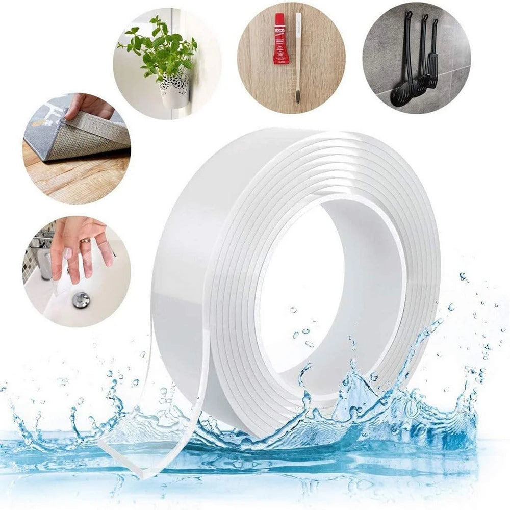 20-50mm Width Ultra Strong Adhesive Nano Tape High Viscosity Double Sided Tape Traceless Transparent Reusable Mounting Tape