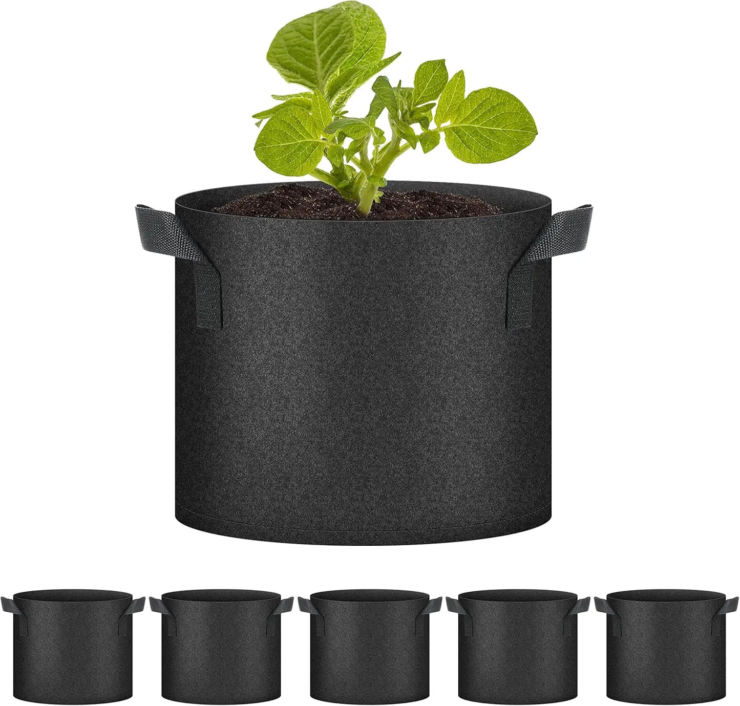 5/7/10 Gallon Plant Grow Bags Aeration Nonwoven Fabric for Vegetable, Herbs and Flowers