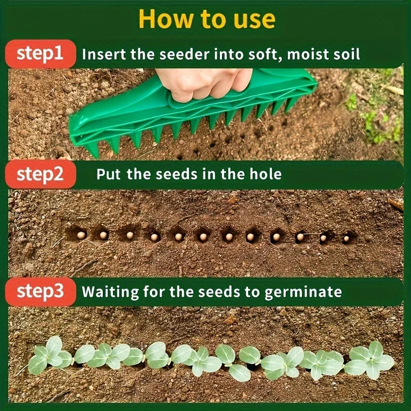 1/2pcs Green Handheld Seeder Tool with 12-Hole Design, Durable Gardening Rice Planter for Seeding and Soil Loosening