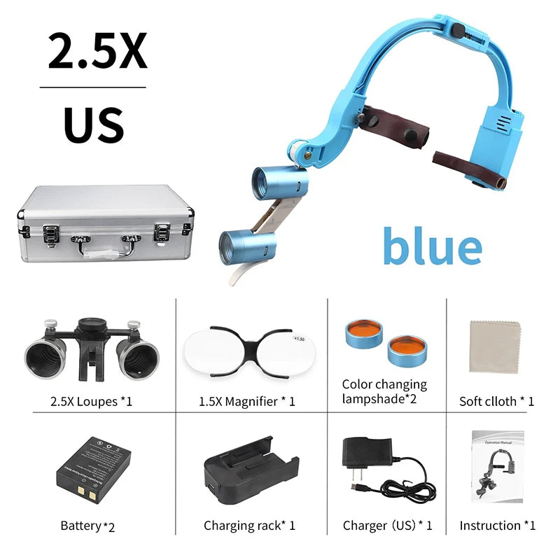 Dental Loupes Wireless LED Dental Headlight Lamp Rechargeable Headlamp Surgical Luxury Magnifying Glasses Dentists Lab Equipment