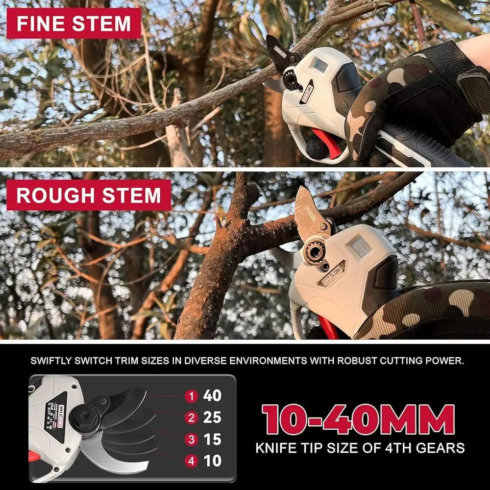 Cordless Electric Pruning Shears Brushless Motor SK5 Blades LCD Display Ergonomic Handle Smart Battery Life Fast Cutting Pruner