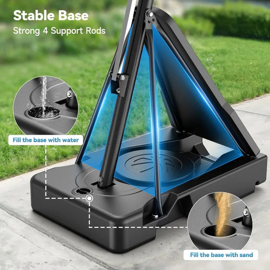 Basketball Hoop System with 44" Shatterproof Backboard – Adjustable Height 5.25FT to 10FT, Ideal for Youth, Teens, and Adults