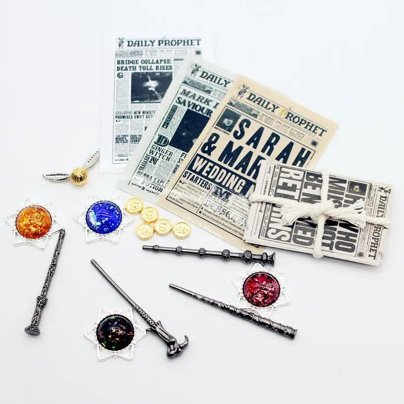 Dollhouse Prophet Newspaper Wand Flying Thief Retro Halloween Scene Simulation Miniature Prop Model Accessories Toy Supplies