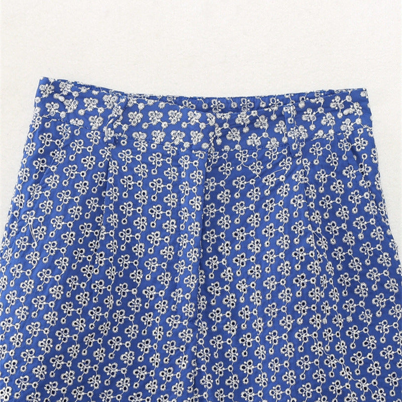 Embroidered High Waist Shorts