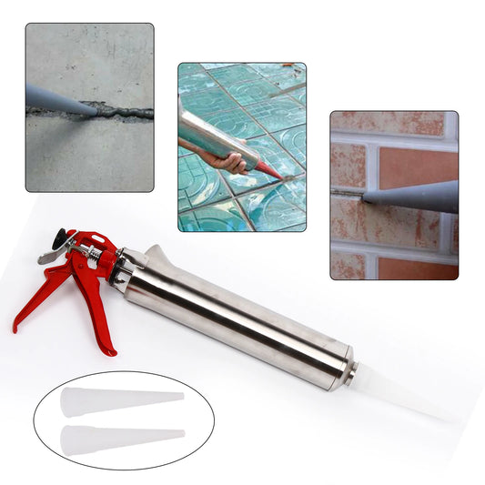 Durable Caulk Gun with Stainless Steel and Plastic Construction, Ergonomic Handle, Compact and Lightweight Design, Ideal