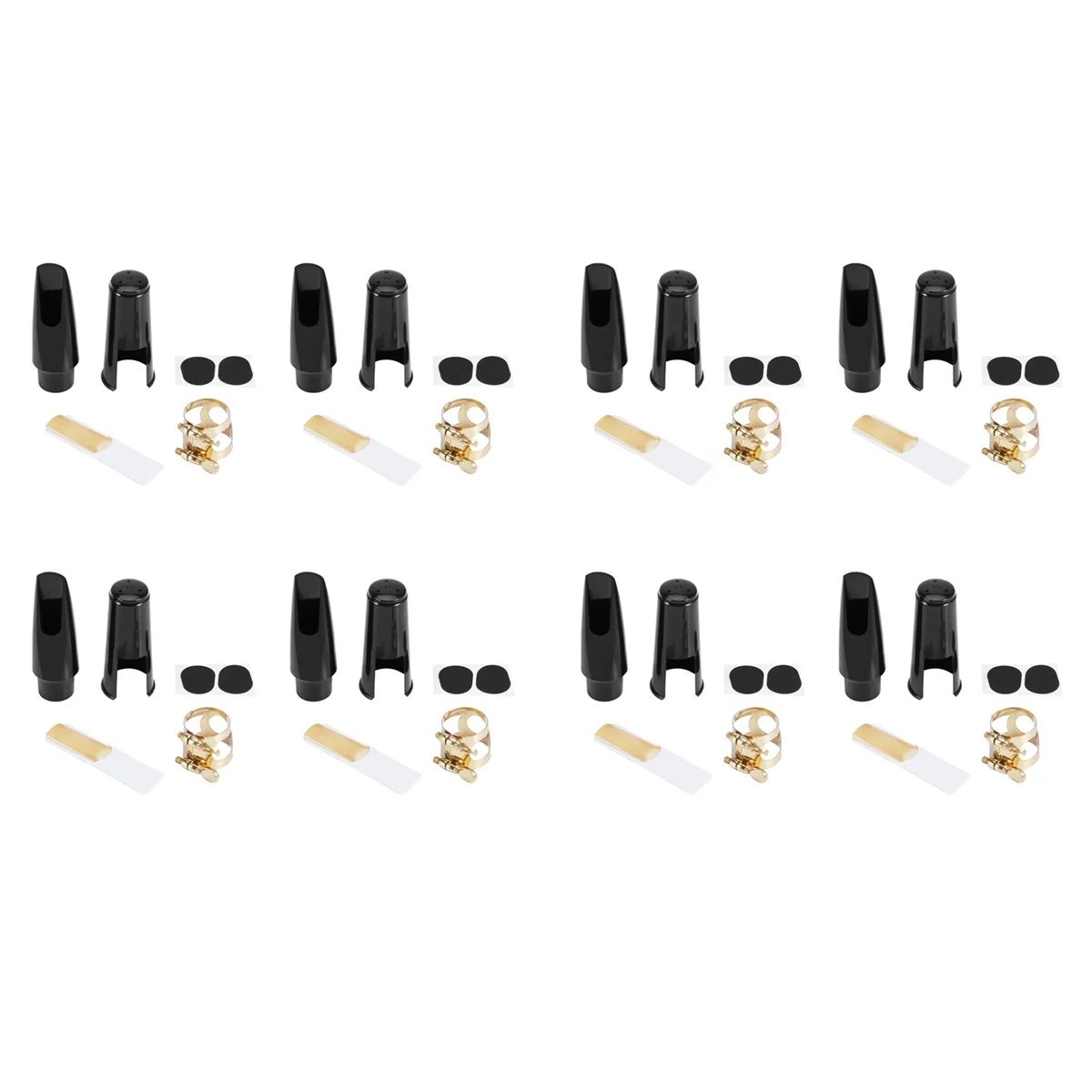 8X Alto Sax Saxophone Mouthpiece Plastic with Cap Metal Buckle Mouthpiece Patches Pads Cushions-ABJQ