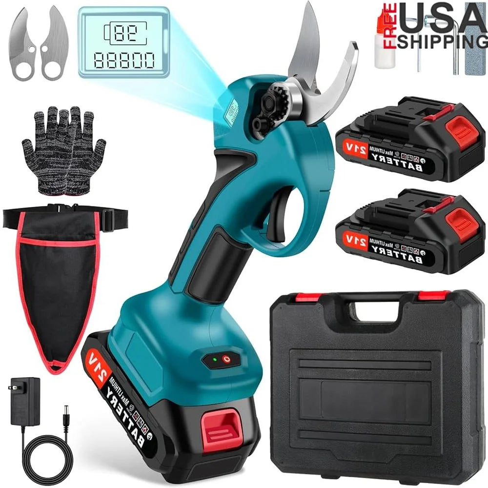 Cordless Electric Pruning Shears with LCD Display Battery Powered Branch Cutter 1.2Inch Cutting Diameter SK5 Garden Orchards