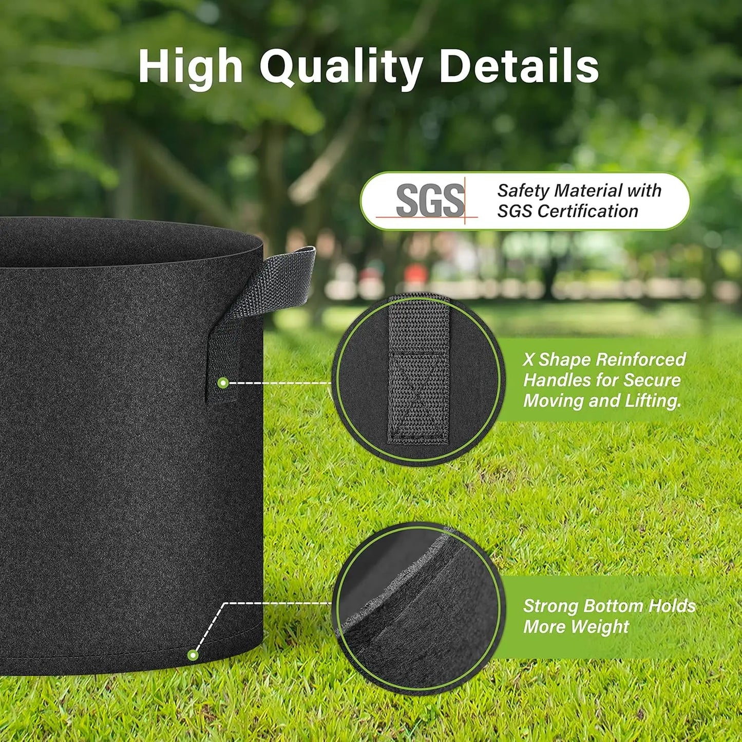 5/7/10 Gallon Plant Grow Bags Aeration Nonwoven Fabric for Vegetable, Herbs and Flowers