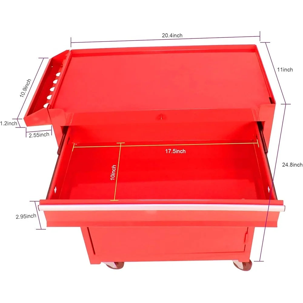 5-Drawer Tool Chest Rolling Organizer with Lockable Wheels Sliding Drawers Detachable Top Adjustable Shelf Tool Storage Cabinet
