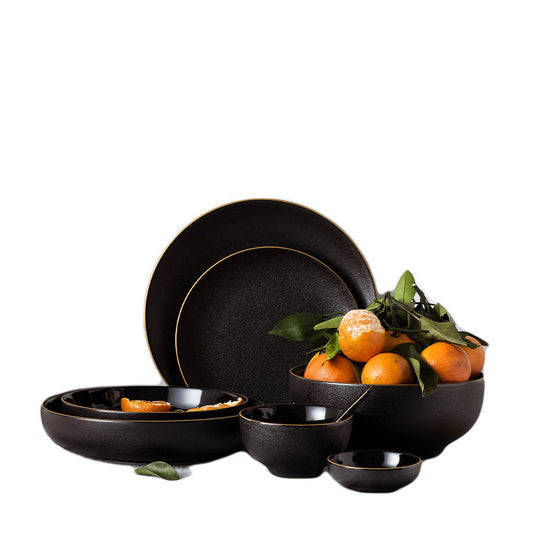 Black Ceramic Tableware Plate Bowl Fruit Plate Phnom Penh