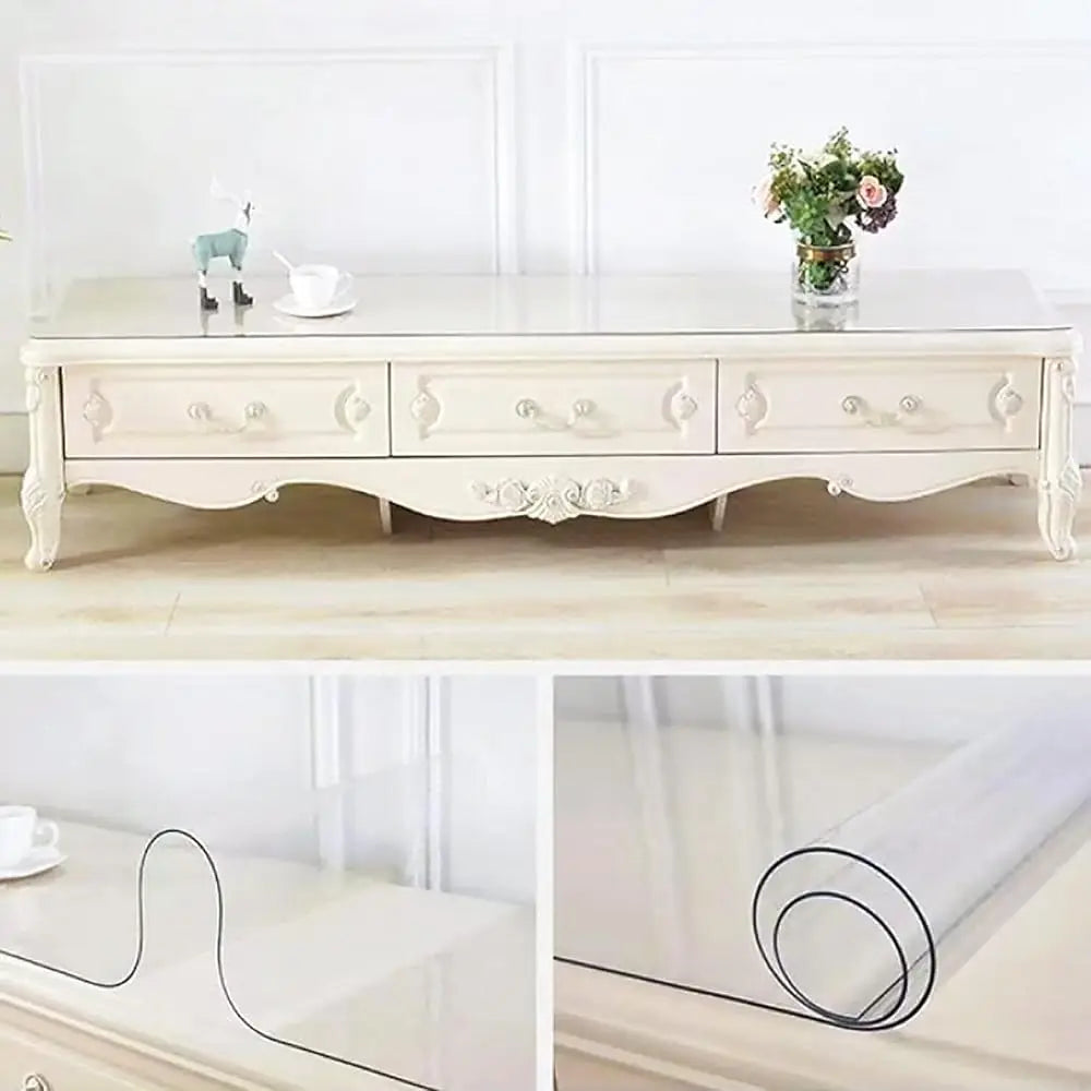 2 Pa Clear Buffet Table Cover Protector, 1.5Mm Thi Table Protector For Furniture, Clear Vinyl Tablecloth For Dining Room, Bar