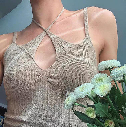 Detachable Ins Net Red Wind Not Bump Knitted Bra Vest