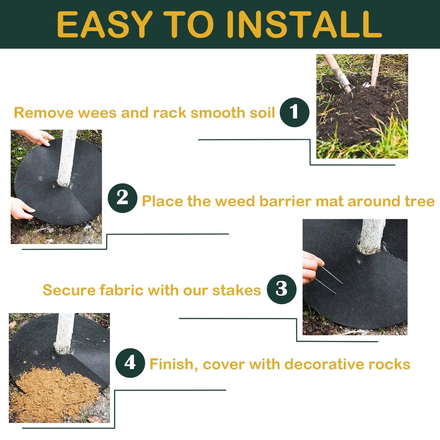 10PCS Non-Woven Tree Mulch Ring Weeding Barrier Protector Mat Plant Cover Anti Grass, Gardening Fabric Weed Control outdoor