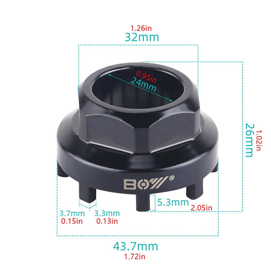 8 Teeth Fitting Chainring Lockring Removal Sleeve Eight Notch Tool Bicycle Drive-side Bottom Bracket For Install E-Bike