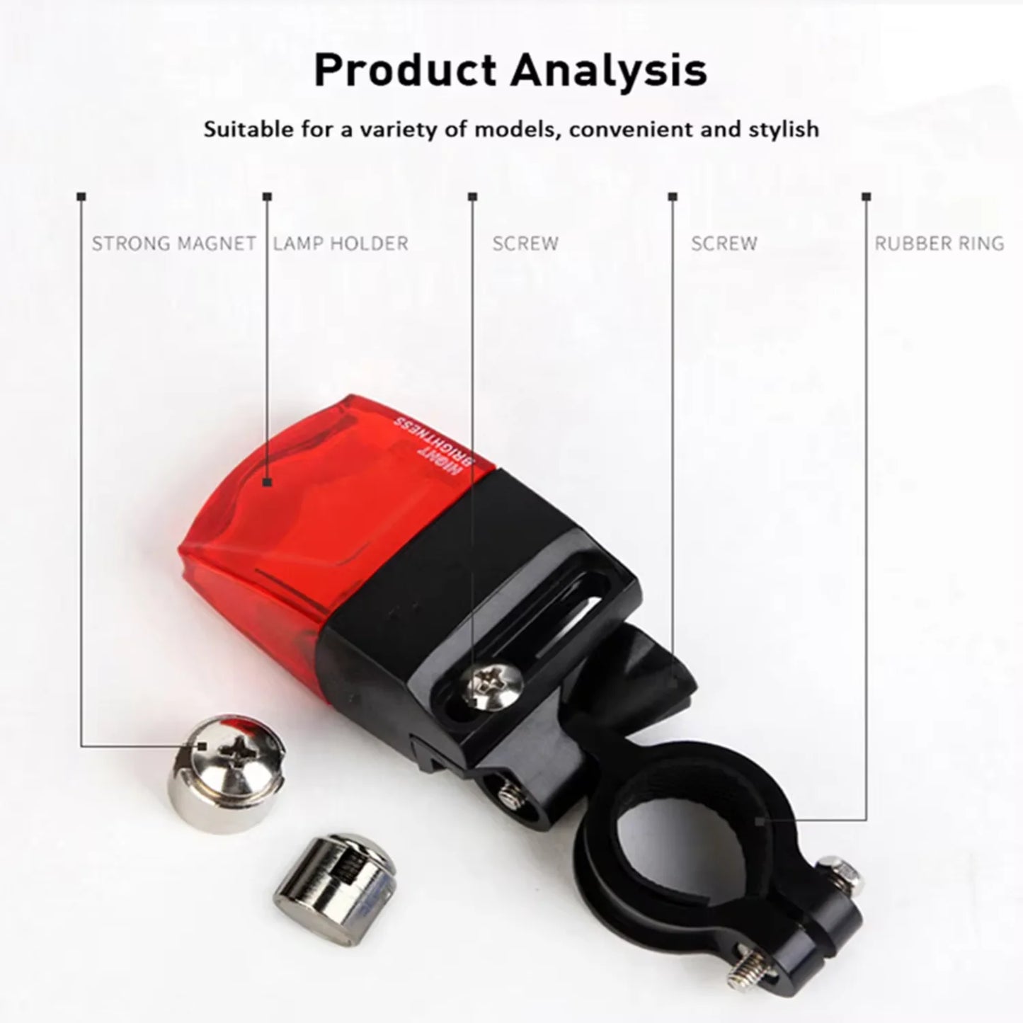 Bicycle Tail Light Waterproof  Power Generate Warning Light Bicycle Equipment Accessories