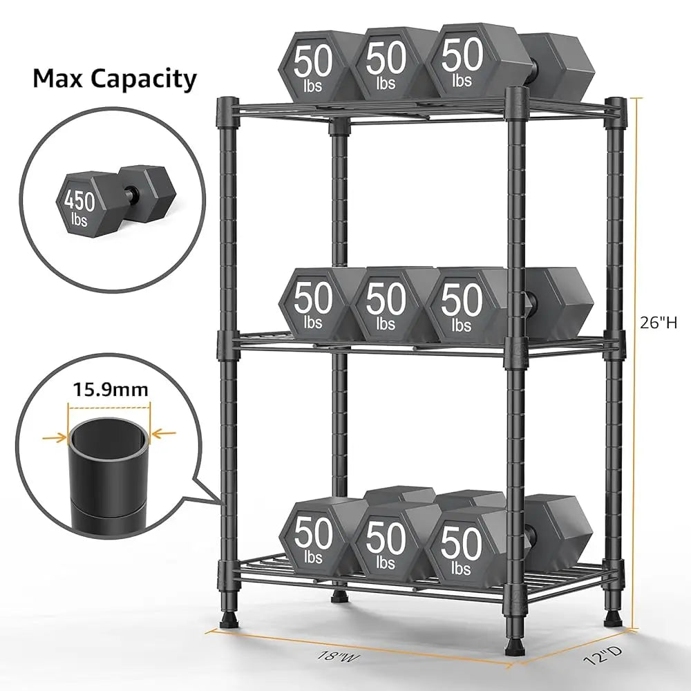 450 Lbs Steel Storage Shelving 3-Tier Utility Shelving Unit Steel Organizer Wire Ra For Home,Kitchen,Office (11.8"" D X 17.7""