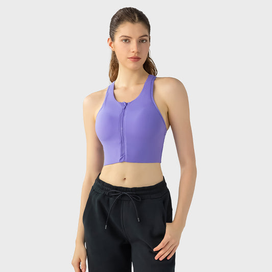 Explosion-proof Front Zipper One-piece Fixed Yoga Bra Top