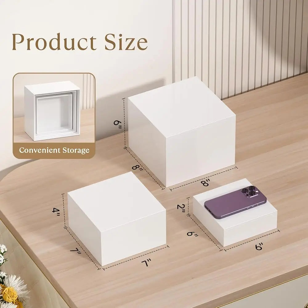 3 Pcs Acrylic Buffet Risers, Food Display Stand For Buffet Table, Dessert Cube Boxes With Hollow Bot For Party Food Display,