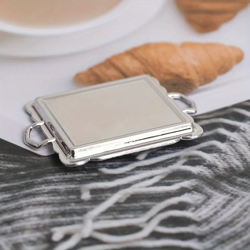 1set Mini Silver Simulation Plated Tea Cup Set Teapot Model Dollhouse Miniature Home Kitchen Decor Funny Play Accessories
