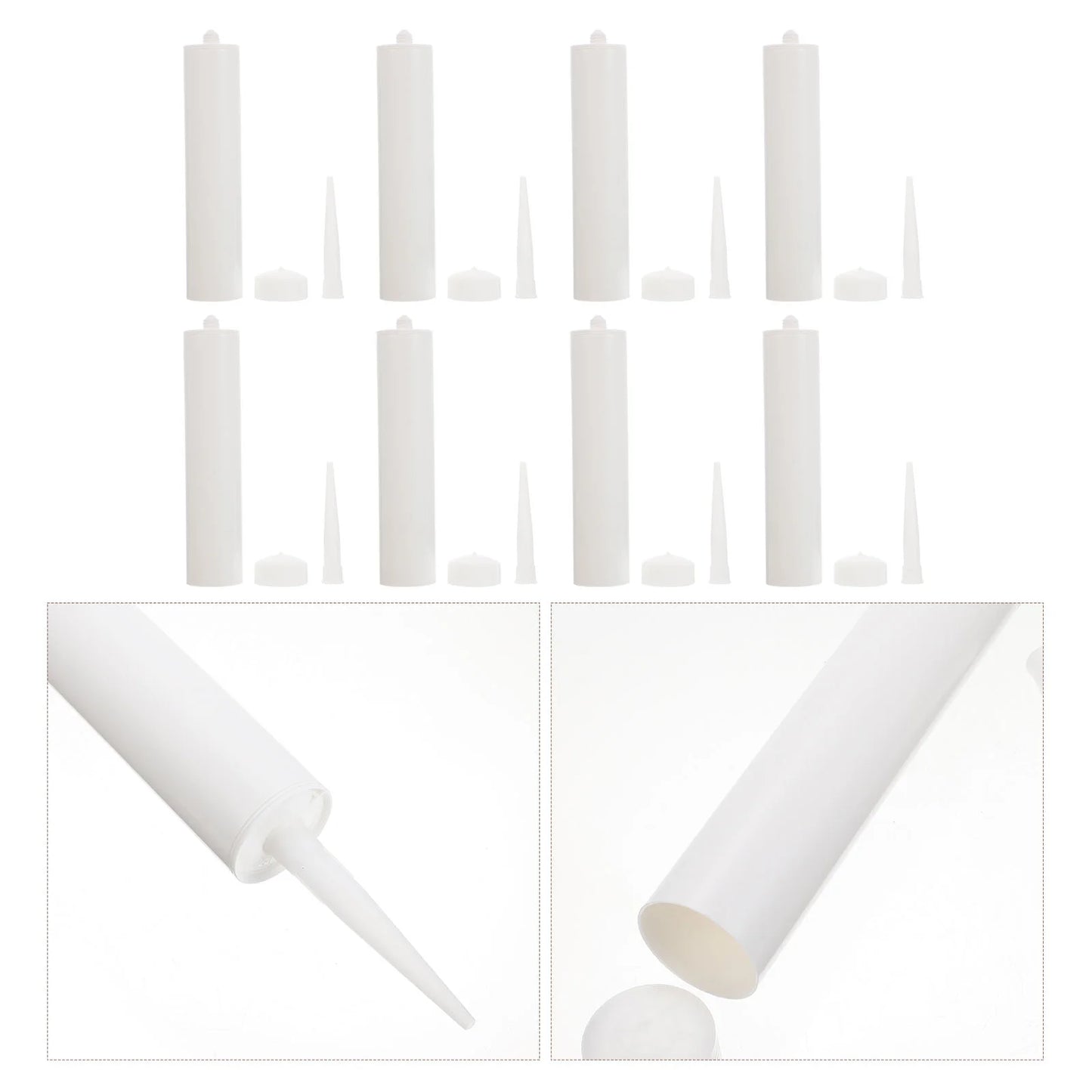 8 set 300ml Glass Glue Empty Tubes Refillable Sealant Caulk Tube White Color Waterproof Easy Installation Quick Application