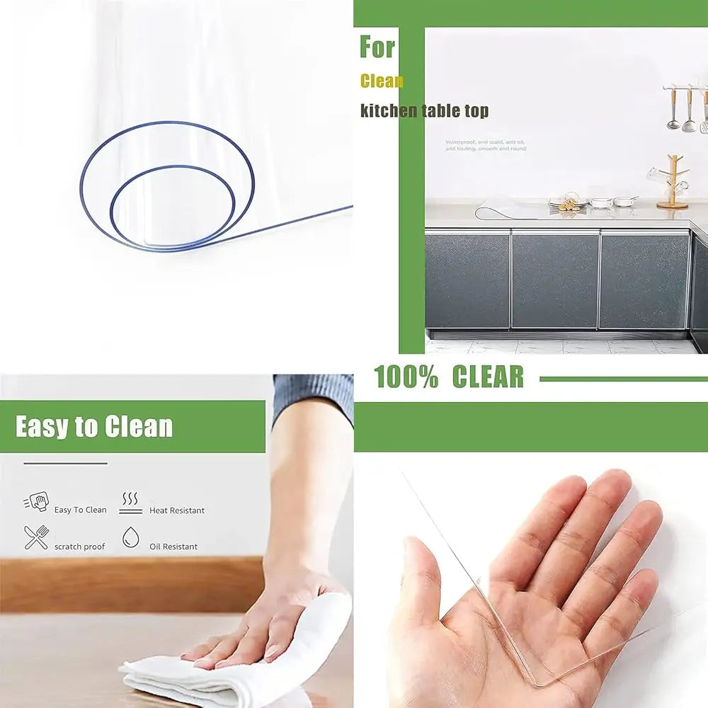 2 Pa Clear Buffet Table Cover Protector, 1.5Mm Thi Table Protector For Furniture, Clear Vinyl Tablecloth For Dining Room, Bar