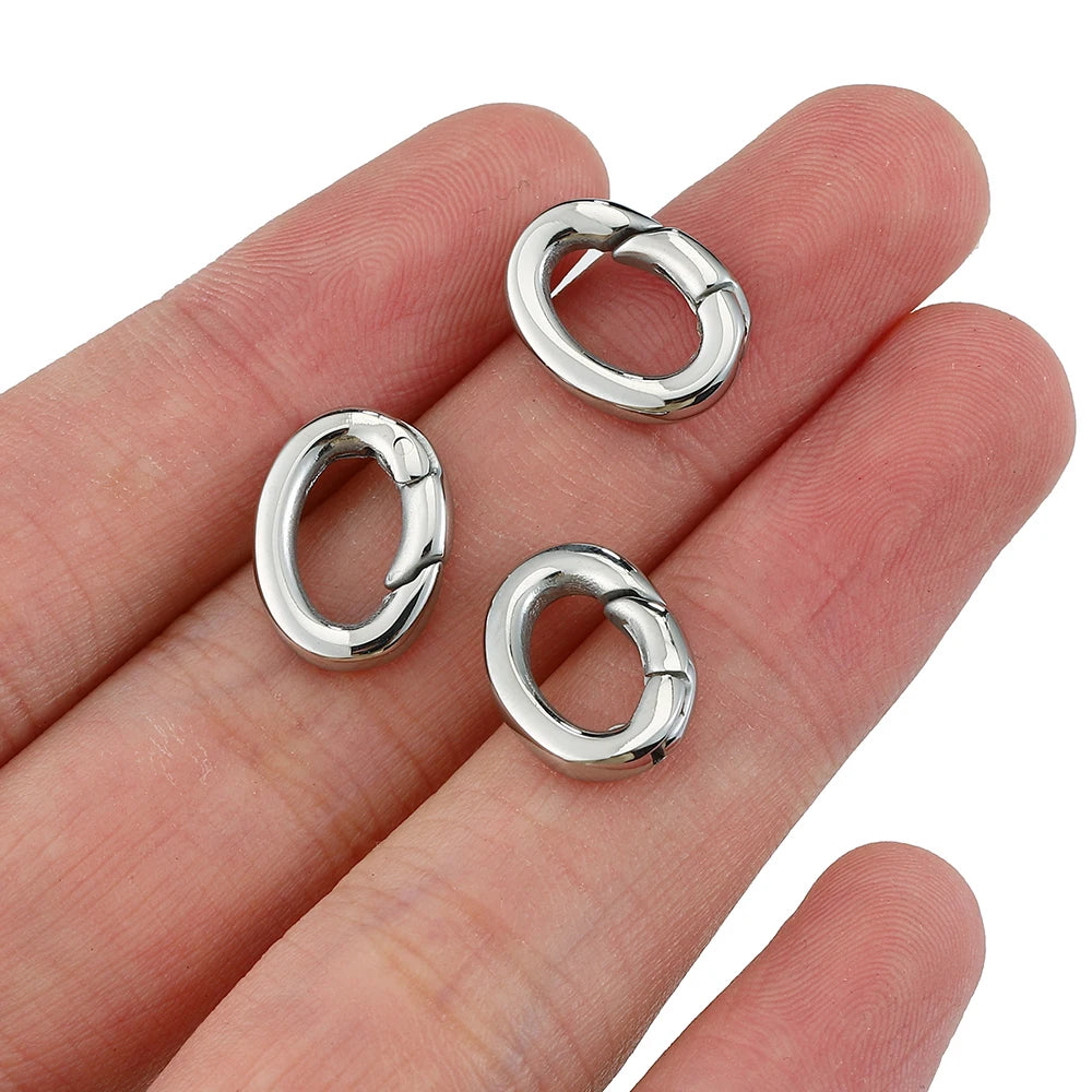 2pcs/1pc Stainless Steel Spring Lobster Clasp Oval Connector for Keychain Keyring Polishing Ring Carabiner Jewelry Making DIY