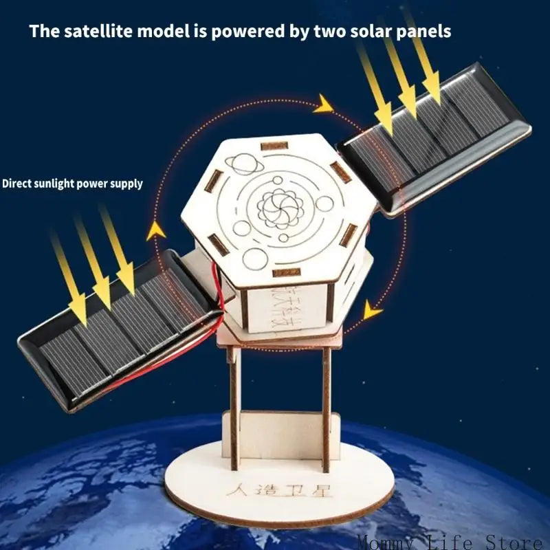 DIY Solar Drive Toy Solar Power Artificial Satellite Model Educational Satellite Making Kits Science Experiment