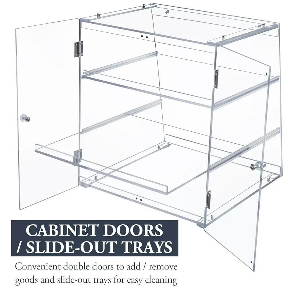 3 Tier Premium Clear Acrylic Bread Box, Professional-Grade Retail Bakery Pastry Display Case With Removable Trays And Magnetic