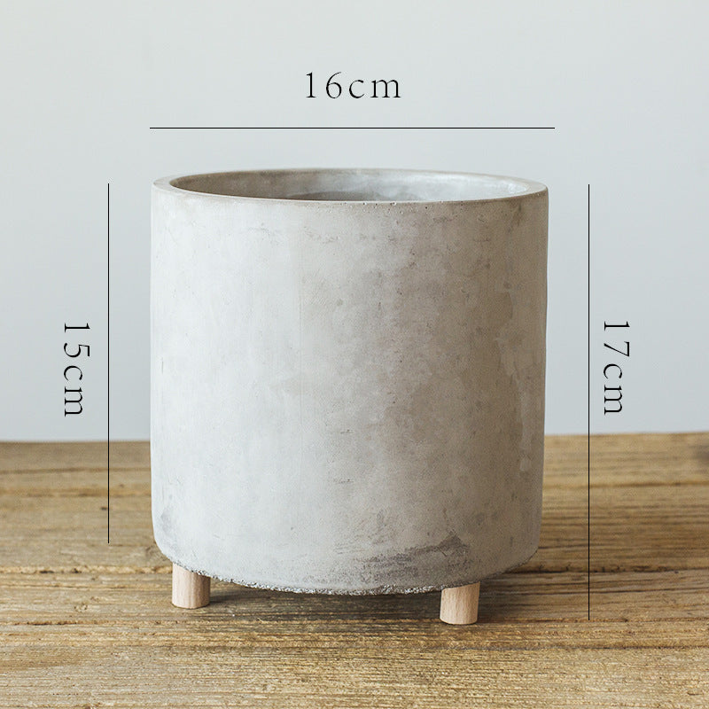 Desktop Cement Flowerpot With Legs