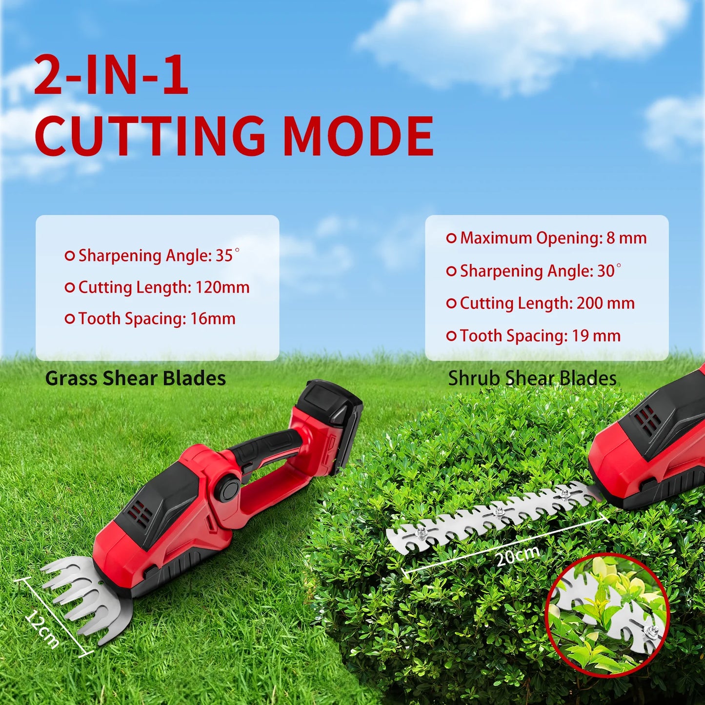 2 IN 1 Hedge Trimmer Cordless For Milwaukee 18V Battery Electric Grass Shears Handheld Shrub Trimmer Bush Trimmer (No Battery)