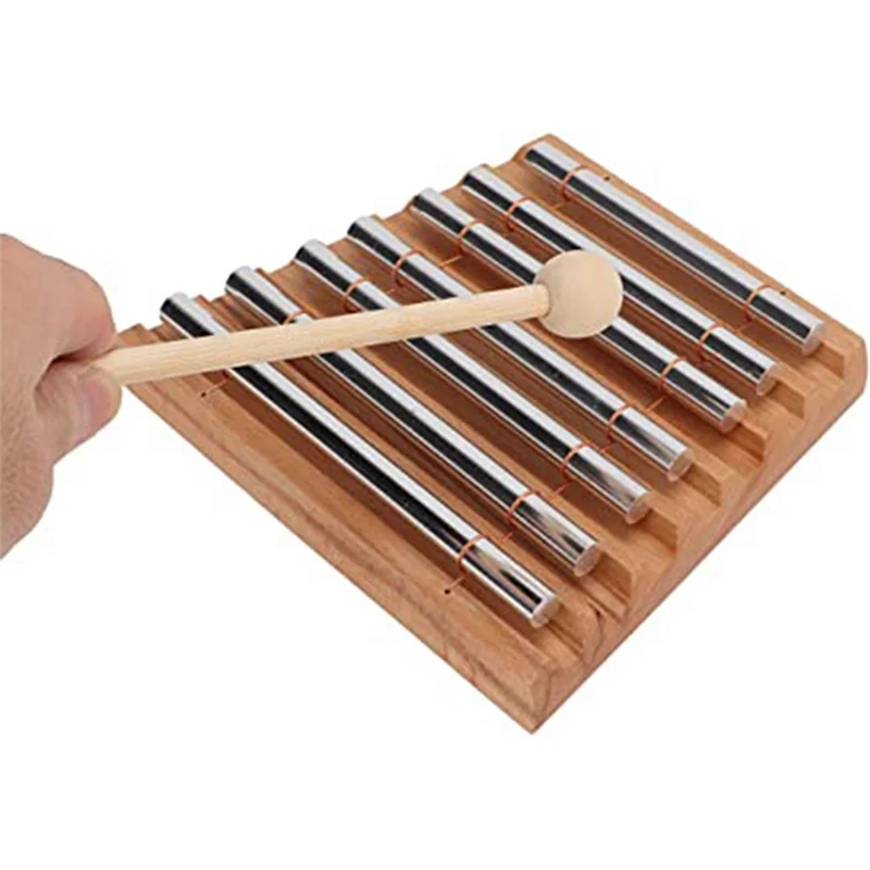 7-Tone Handbell Percussion Instrument with Mallets, Handbells for Classroom Meditation Yoga-ABJQ